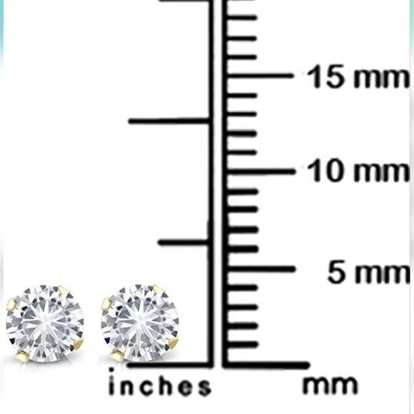 CERTIFIED 14K Yellow Gold .46 Diamond Stud Earrings Moissanite Anniversary - Picture 4 of 5